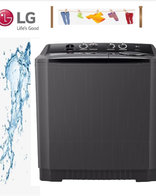 LG Twin Tub Washing Machine 7KG Wind Jet Dry, Roller Jet, 3 Wash Programs, Black Color