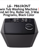 LG Twin Tub Washing Machine 7KG Wind Jet Dry, Roller Jet, 3 Wash Programs, Black Color