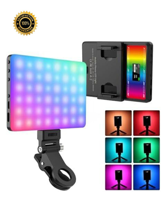 AY-96JSSR RGB Rechargeable Portable LED Selfie Light – Square Full-Screen Mobile Light