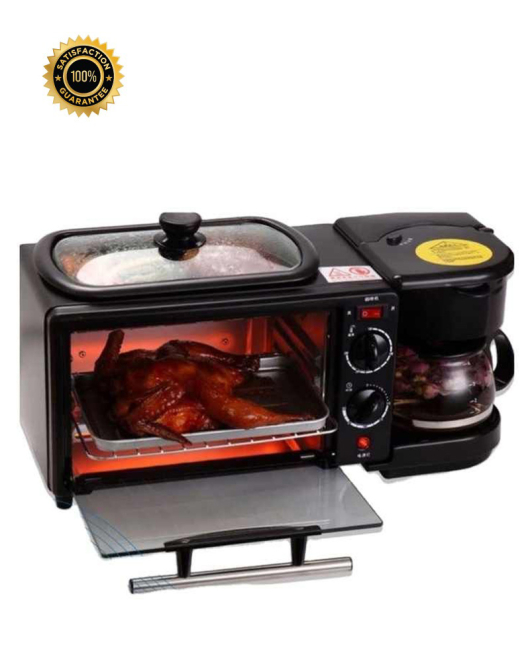 3-in-1 Electric Breakfast Maker – Oven, Skillet & Coffee Maker | UK 220V Kitchen Appliance